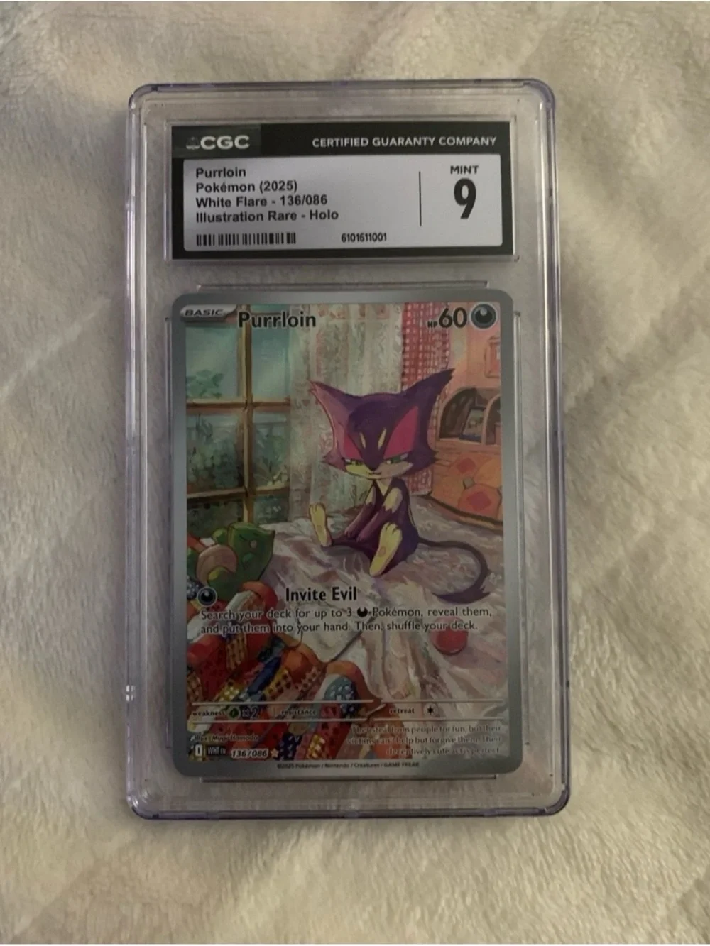 Purrloin Illustration Rare Holo Card - Purple